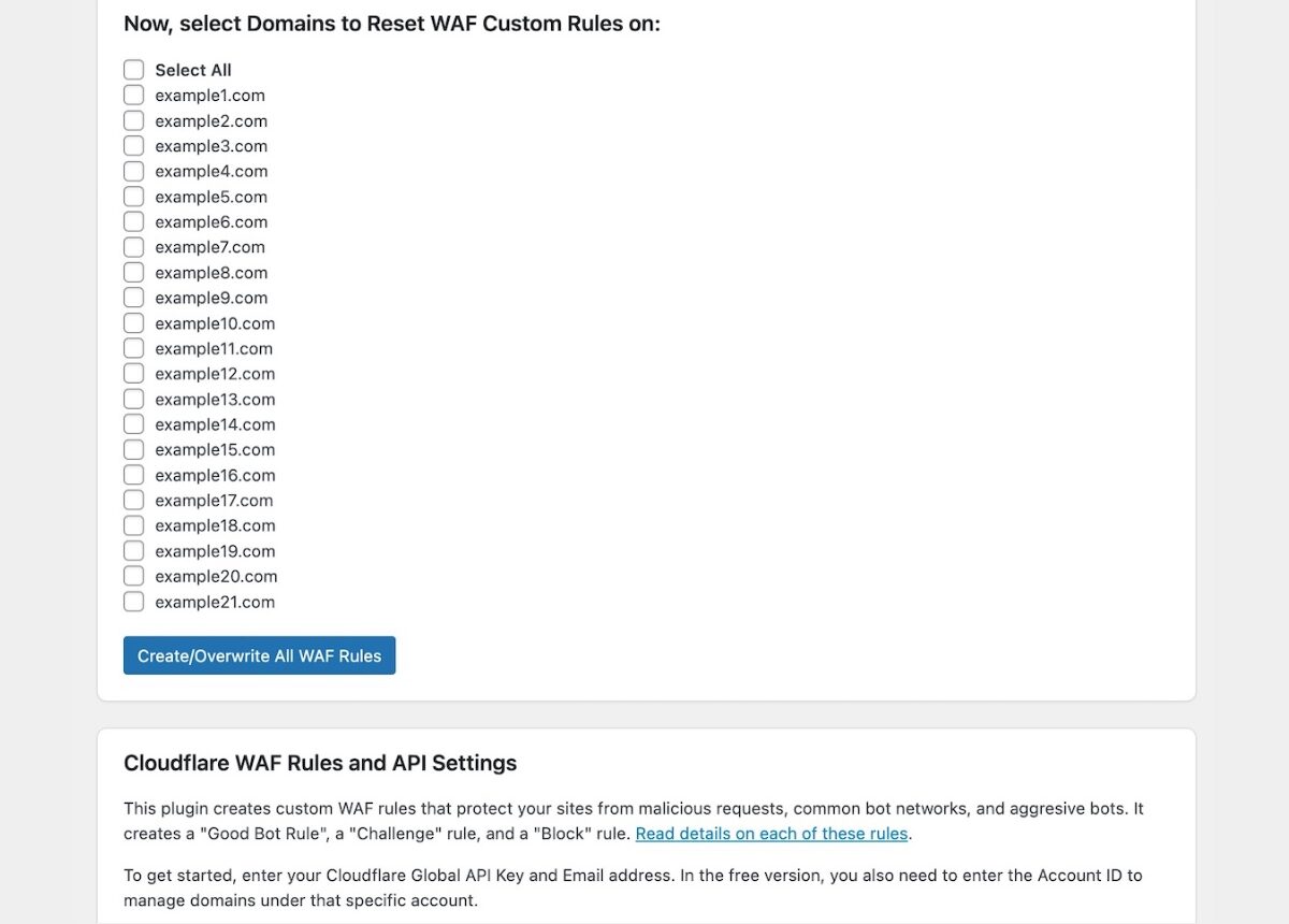 Cloud Maestro WAF Plugin Screenshot Select Domains