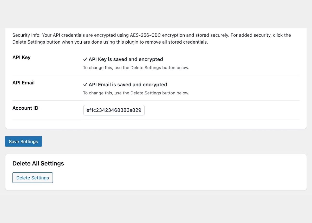 Cloud Maestro WAF Plugin Screenshot API Key Encryption