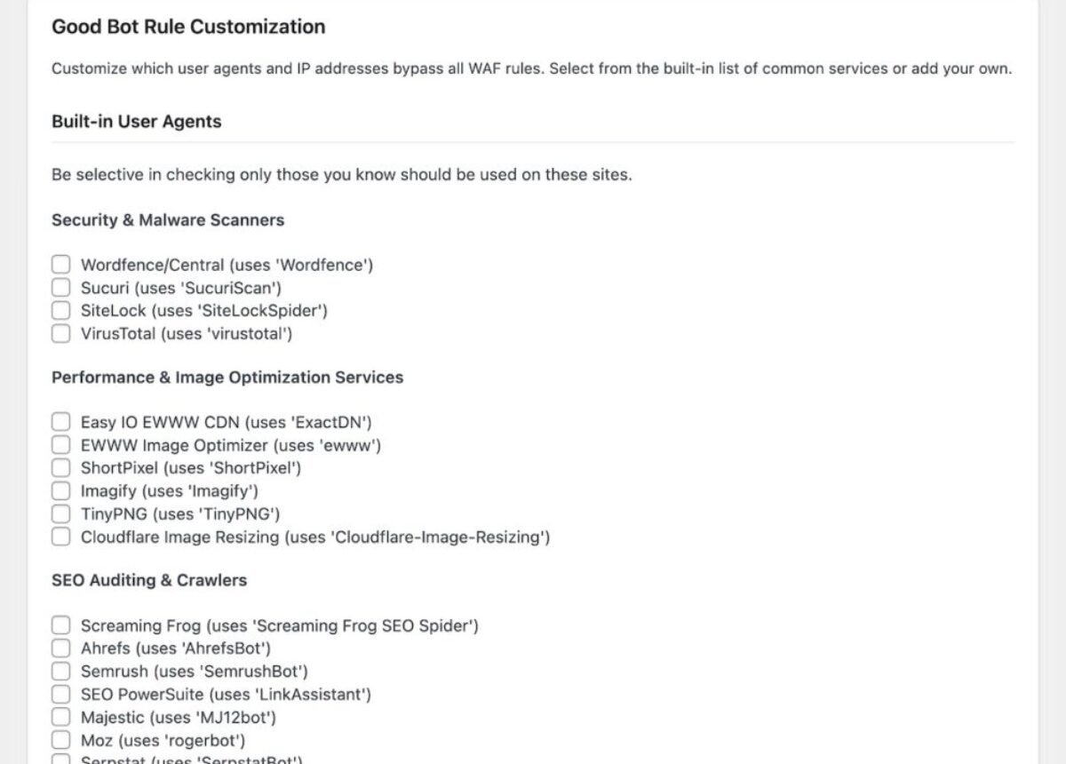 Cloud Maestro WAF Plugin Screenshot Customize User Agents