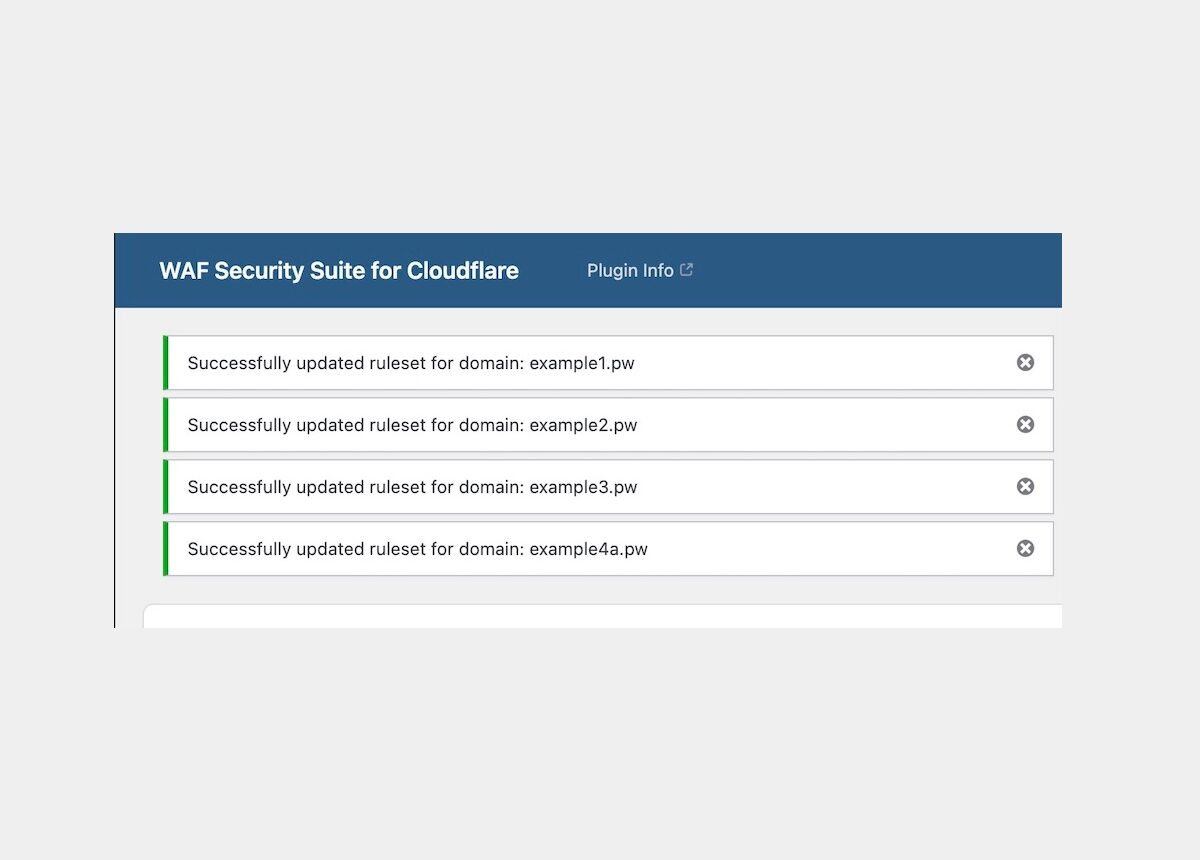 Cloud Maestro WAF Plugin Screenshot Multi-domain Rules Update Success